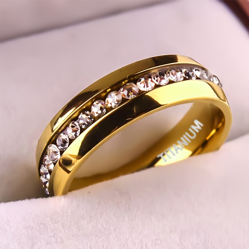 6mm Titanium Band w/ CZ 18K Gold Plated